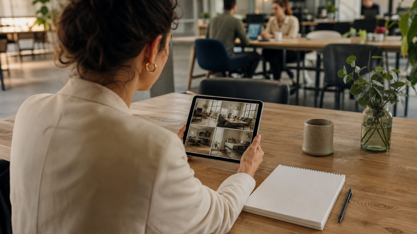 Comparaison de logiciels de facturation sur une tablette Chef d'entreprise comparant des logiciels de facturation sur une tablette