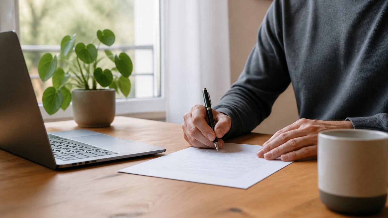 Souscription d’un abonnement de facturation depuis un bureau Freelance signant un contrat d'abonnement à un outil de facturation